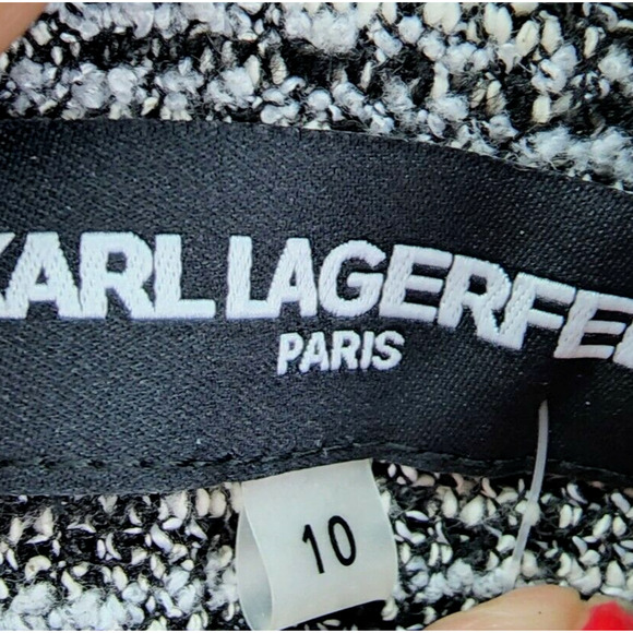 Karl Lagerfeld Paris Women’s Medium (10) 2-Piece Suit Black White Jacket & Skirt - Picture 13 of 13